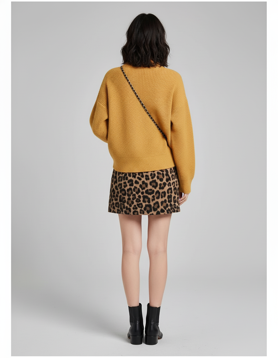 Jupe Léopard Mini A-Line Élégante