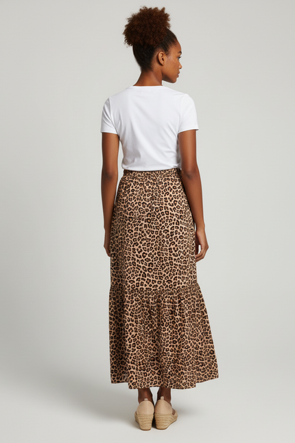 Jupe Léopard Fluide Maxi Bohème