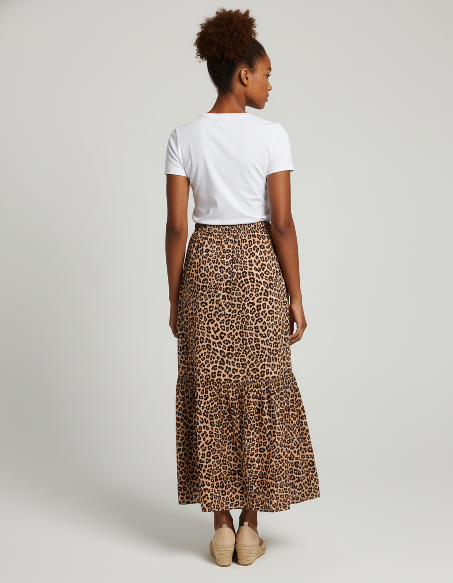 Jupe Léopard Fluide Maxi Bohème