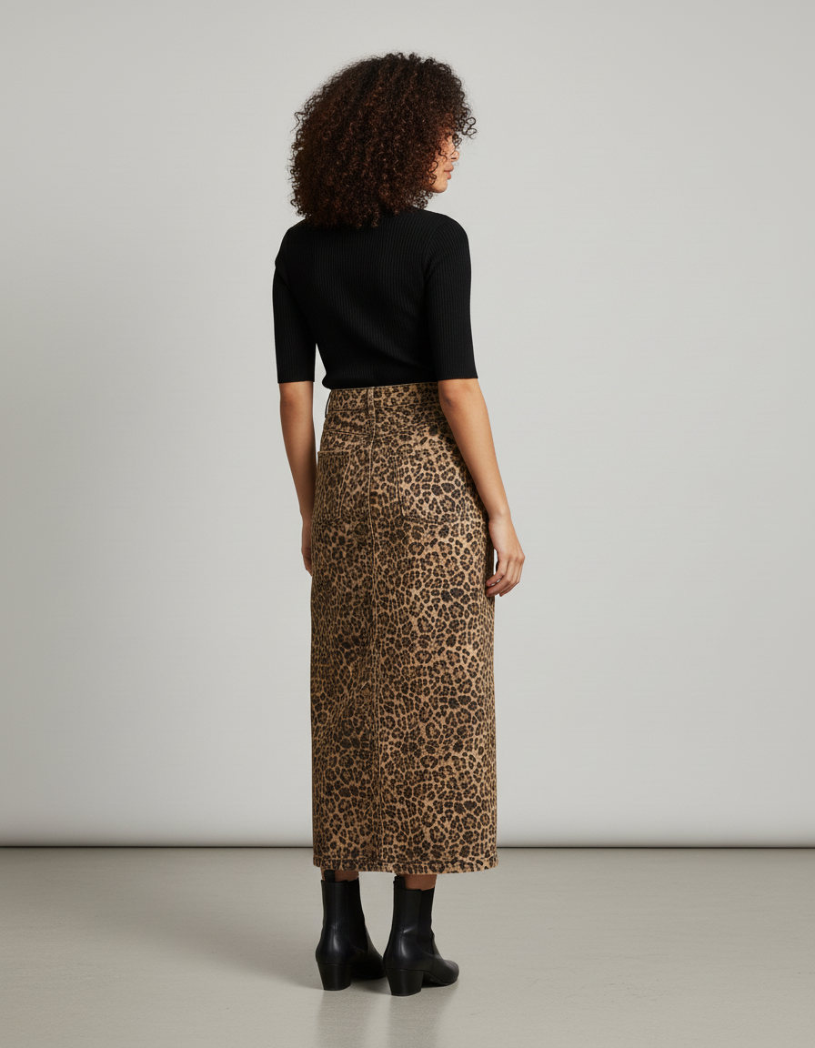 Jupe Denim Leopard