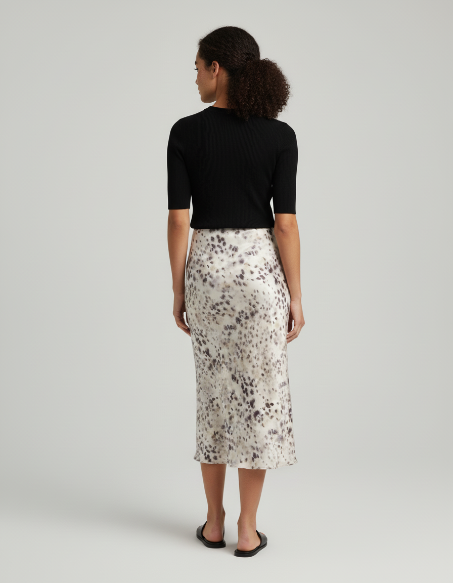 Jupe Léopard Satinée Fluide Élégante Brillante