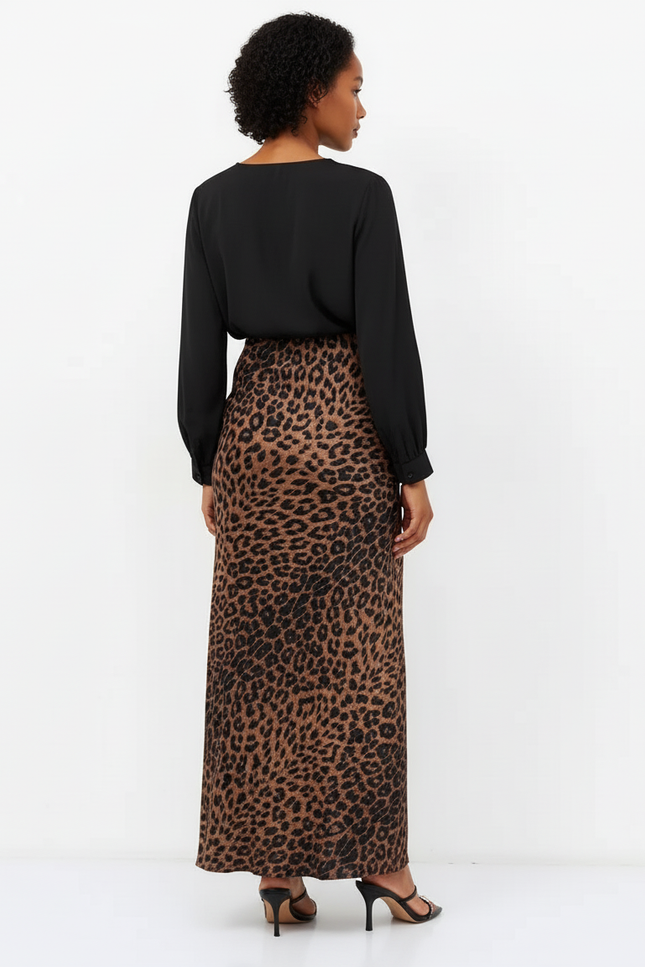 Jupe Léopard Longue Fluide Élégante Majestueuse