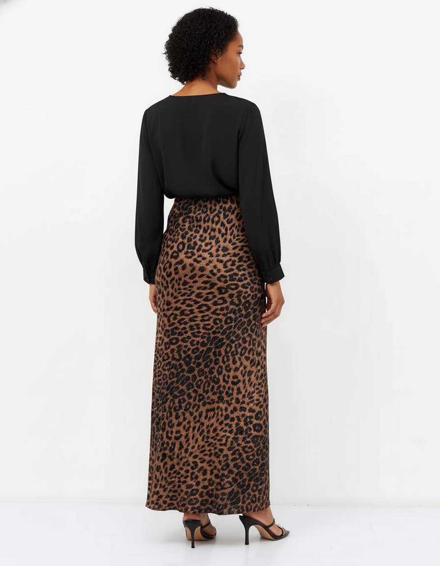 Jupe Léopard Longue Fluide Élégante Majestueuse
