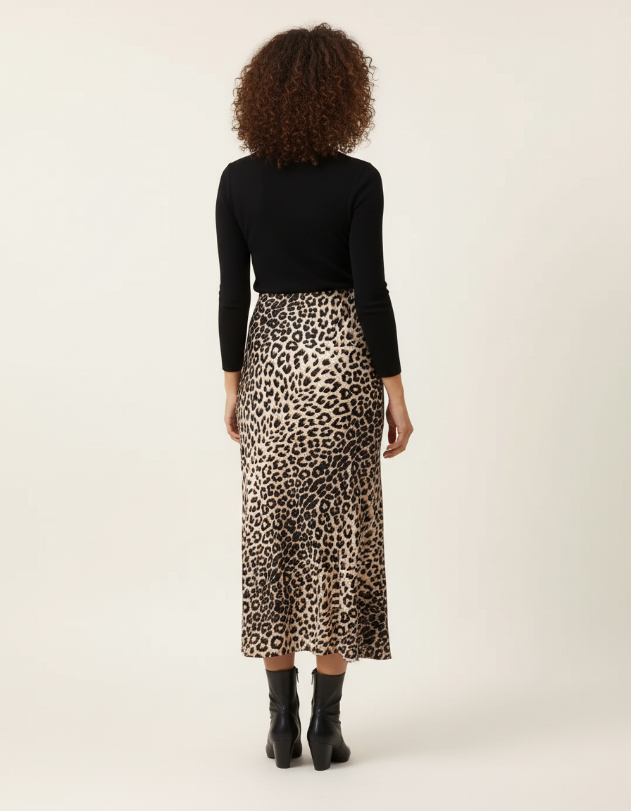 Jupe Léopard Soyeuse Fluide Élégante