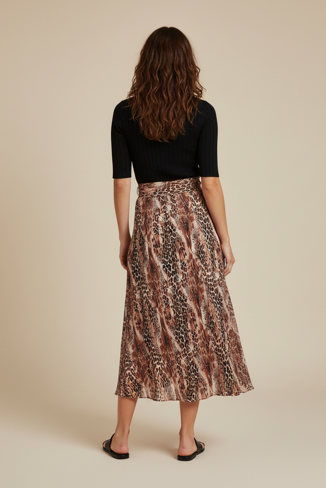 Jupe Longue Portefeuille Leopard