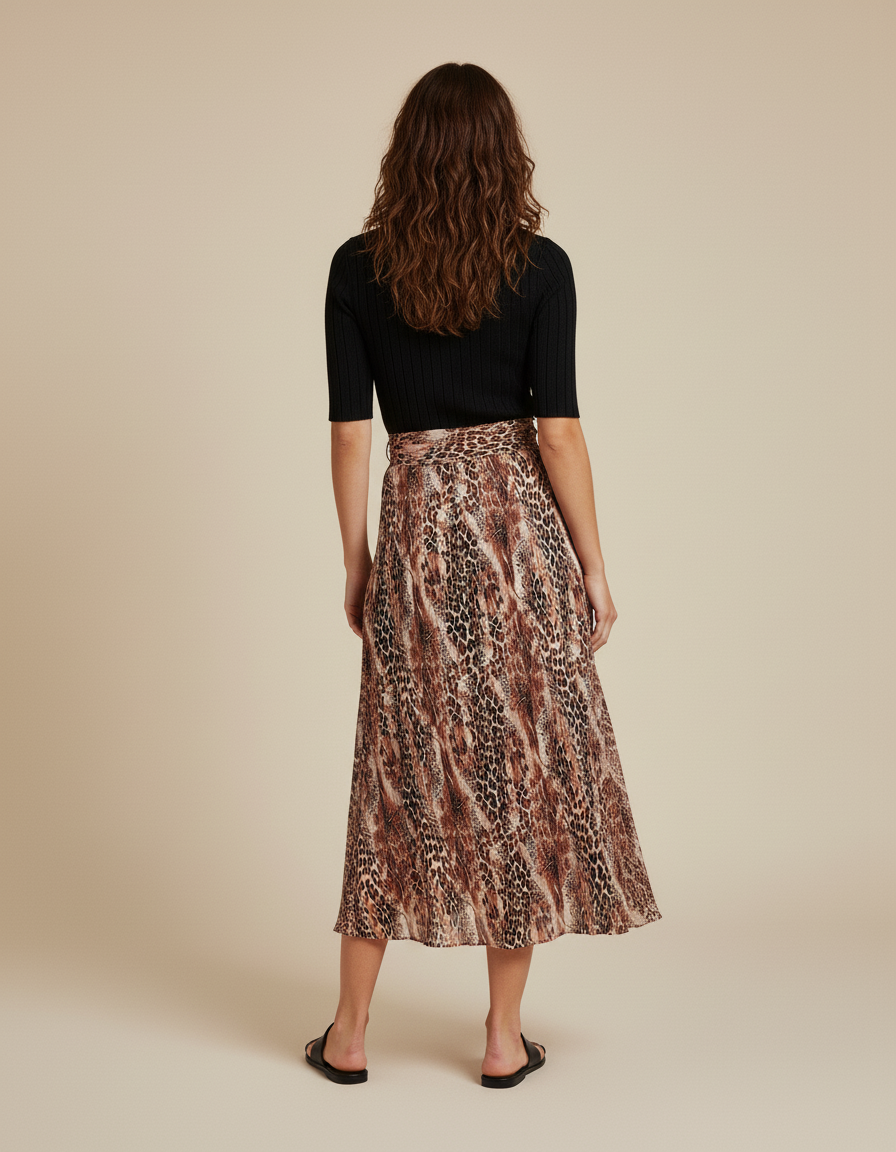 Jupe Longue Portefeuille Leopard