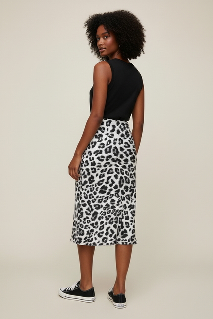 Jupe Léopard Noir Blanc Fluide
