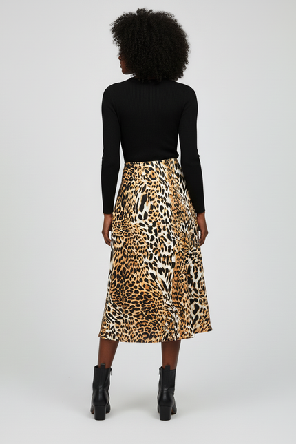 Jupe Léopard Fluide Midi Chic