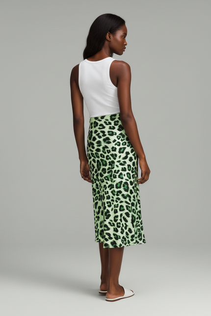 Jupe Léopard Verte Fluide