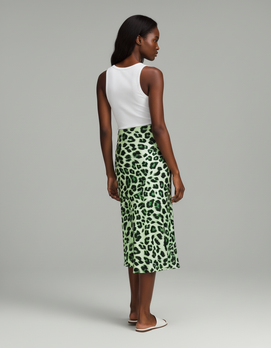 Jupe Léopard Verte Fluide