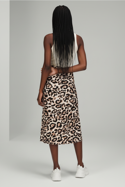 Jupe Léopard Midi Fendue Fluide