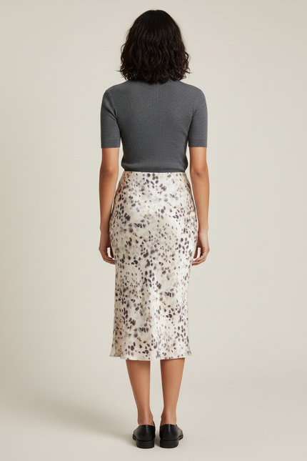 Jupe Léopard Satin Fluide Élégante Subtile