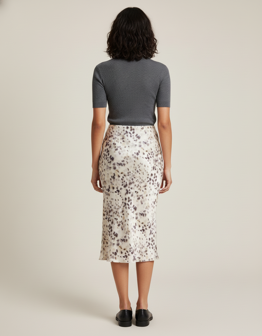 Jupe Léopard Satin Fluide Élégante Subtile