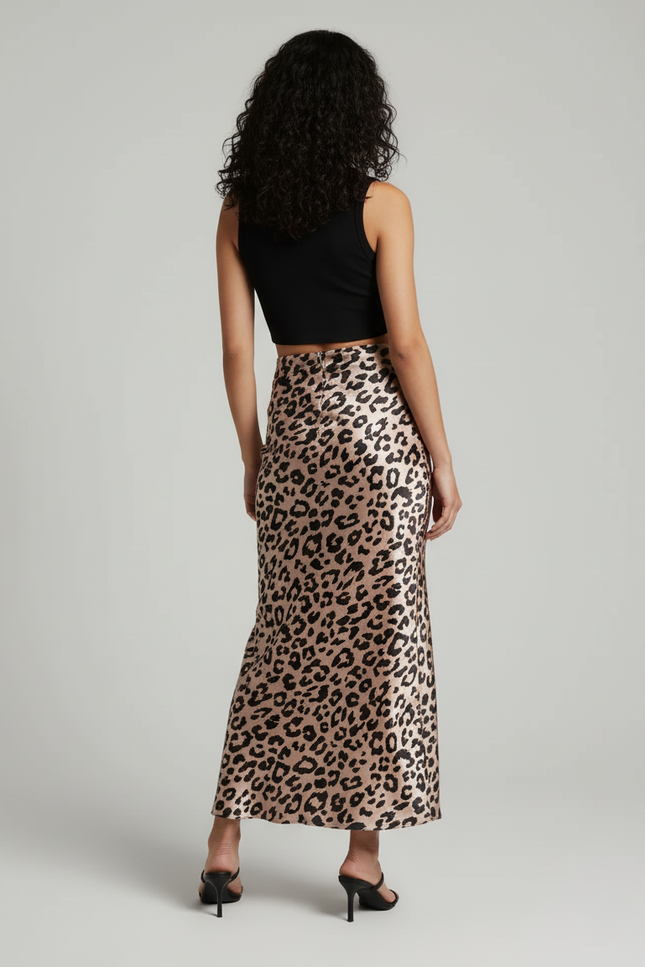 Jupe Léopard Marron Fluide Élégante
