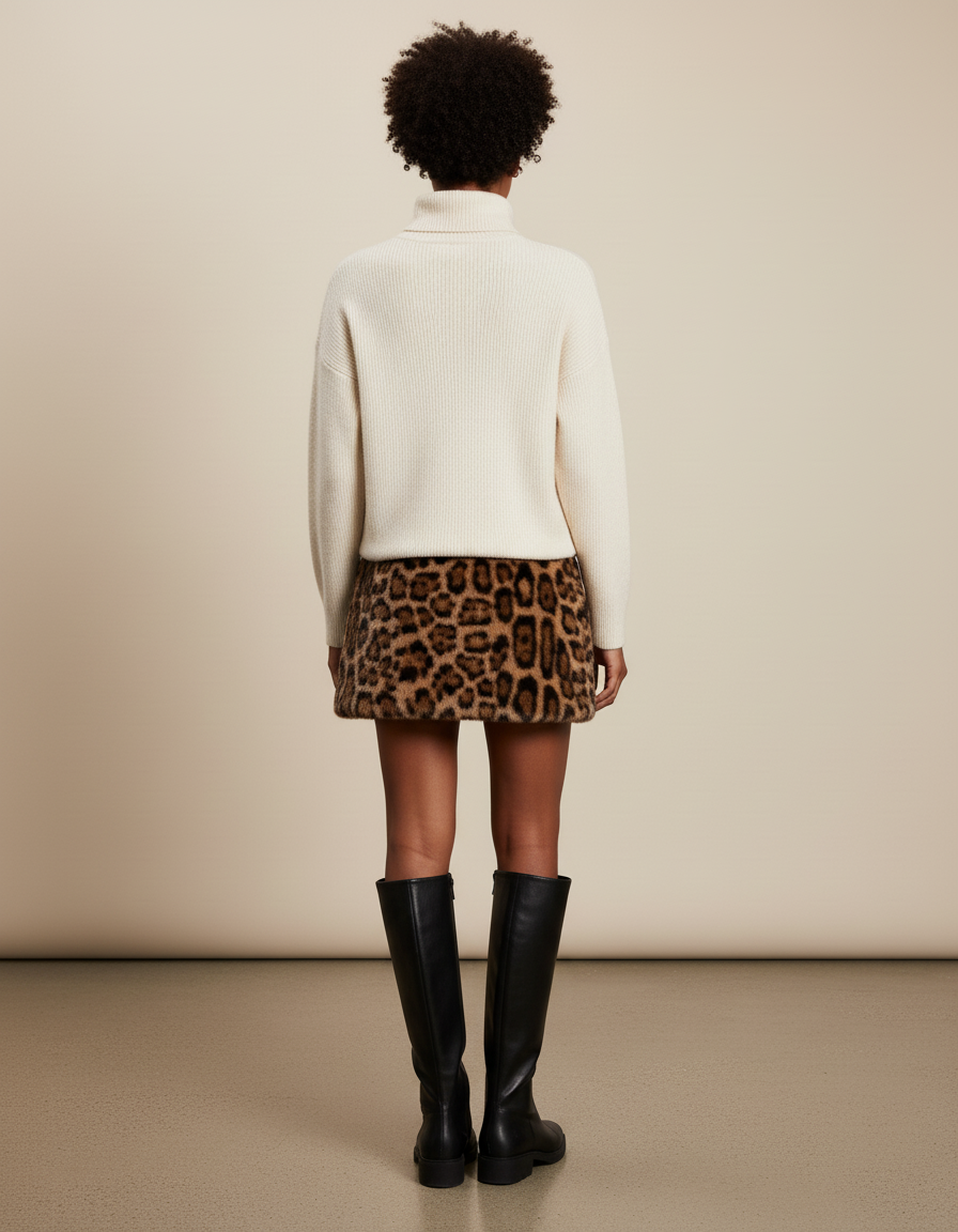 Jupe Léopard Fausse Fourrure Mini Tendance