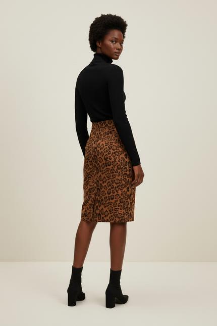 Jupe Léopard Suède Crayon Chic