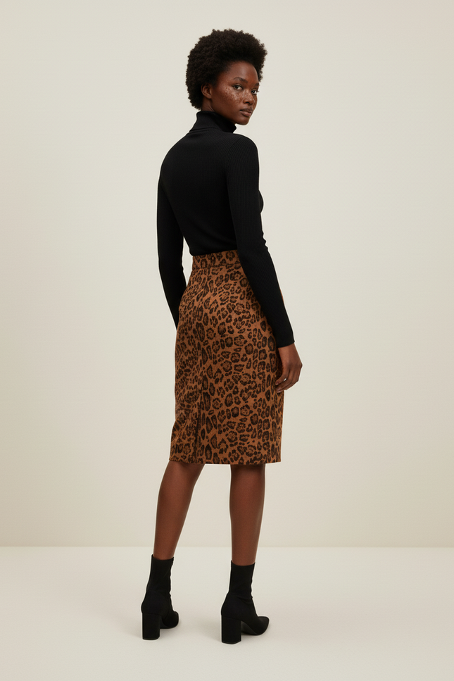 Jupe Léopard Suède Crayon Chic
