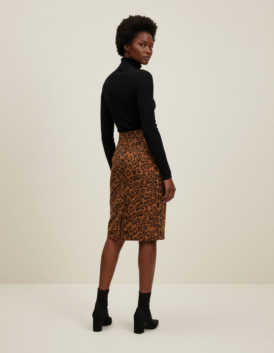 Jupe Léopard Suède Crayon Chic