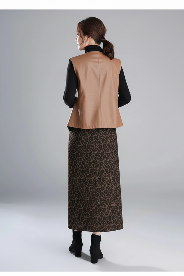 Jupe Léopard Longue Hiver Élégante