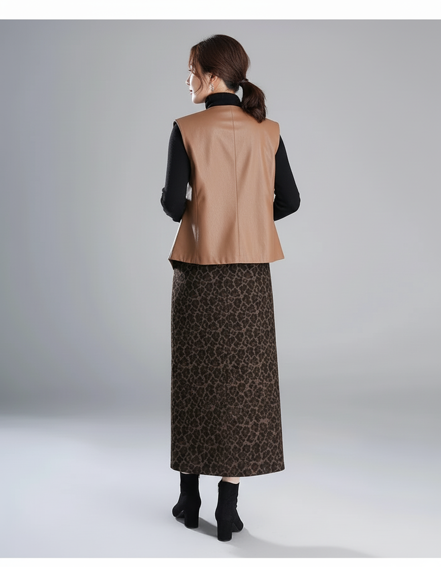 Jupe Léopard Longue Hiver Élégante