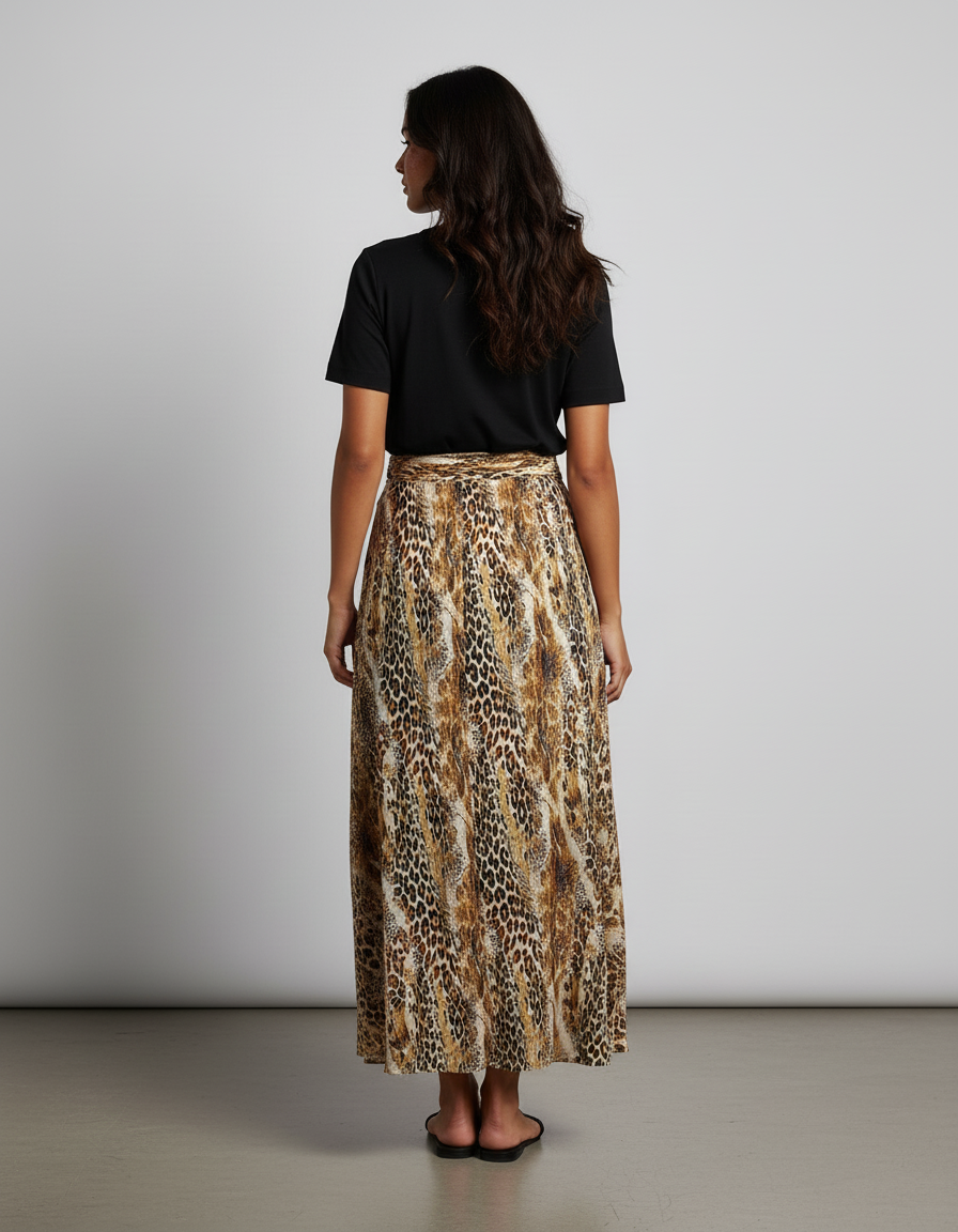 Jupe Léopard Longue Fendue Bohème