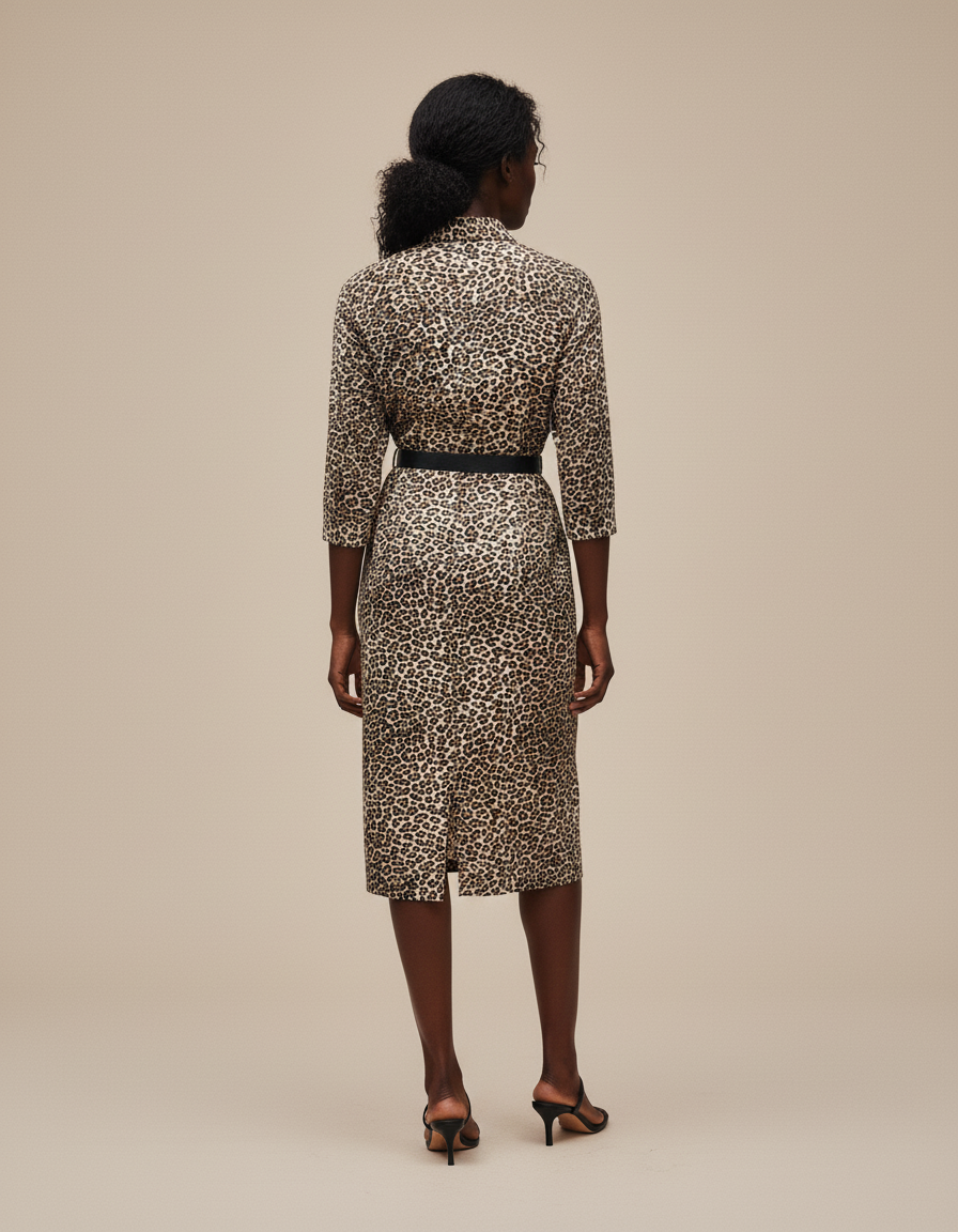 Jupe Léopard Slim Fendue Élégante