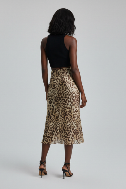 Jupe Léopard Midi Fluide Chic Citadine