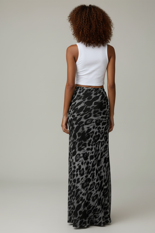 Jupe Léopard Longue Slim Fluide