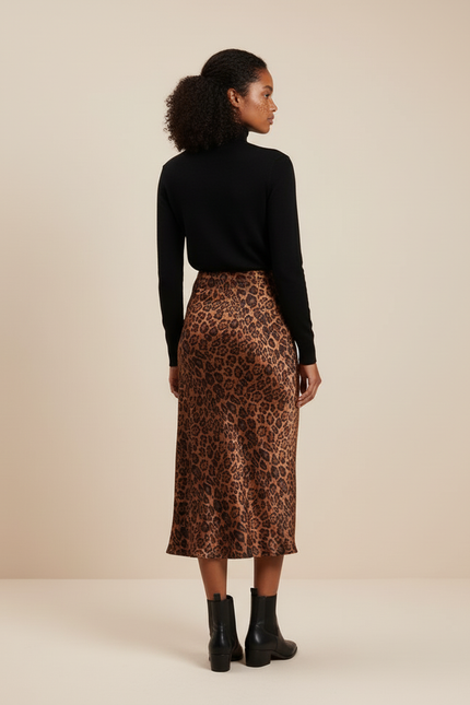 Jupe Léopard Fluide Midi Chic Quotidienne