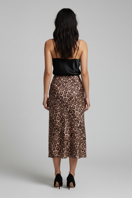 Jupe Léopard Fluide Midi Chic Légère