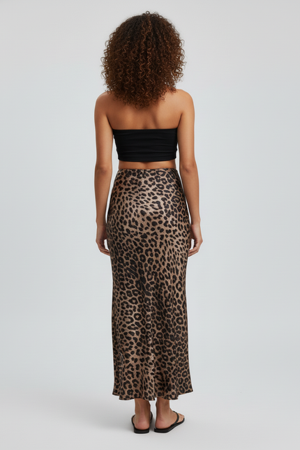 Jupe Léopard Fluide Taille Haute Chic