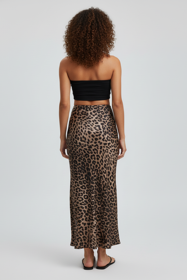 Jupe Léopard Fluide Taille Haute Chic