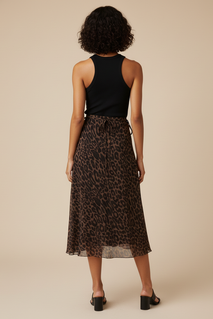 Jupe Léopard Fluide Portefeuille Chic