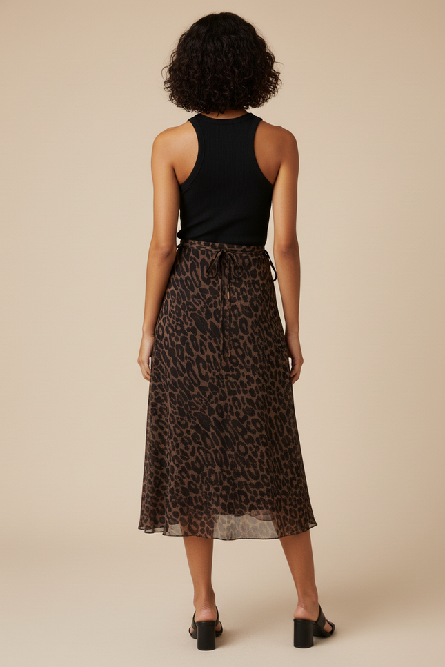 Jupe Léopard Fluide Portefeuille Chic