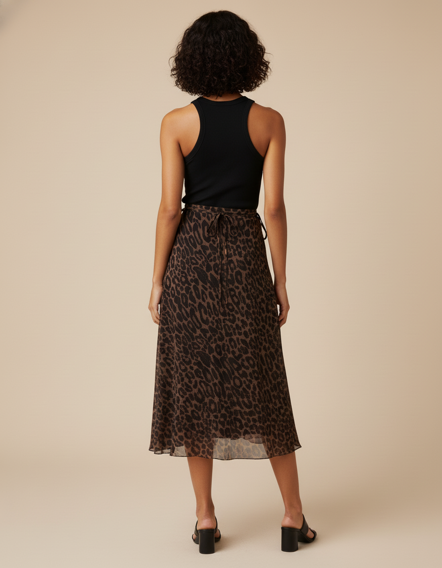 Jupe Léopard Fluide Portefeuille Chic
