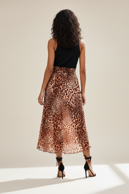 Jupe Léopard Longue Fluide Élégante Élancée