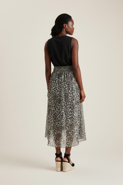 Jupe Léopard Fluide Plissée Élégante