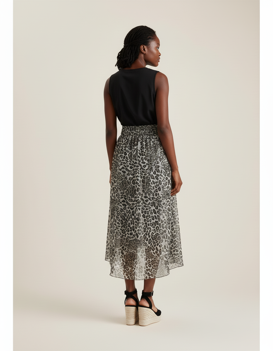 Jupe Léopard Fluide Plissée Élégante
