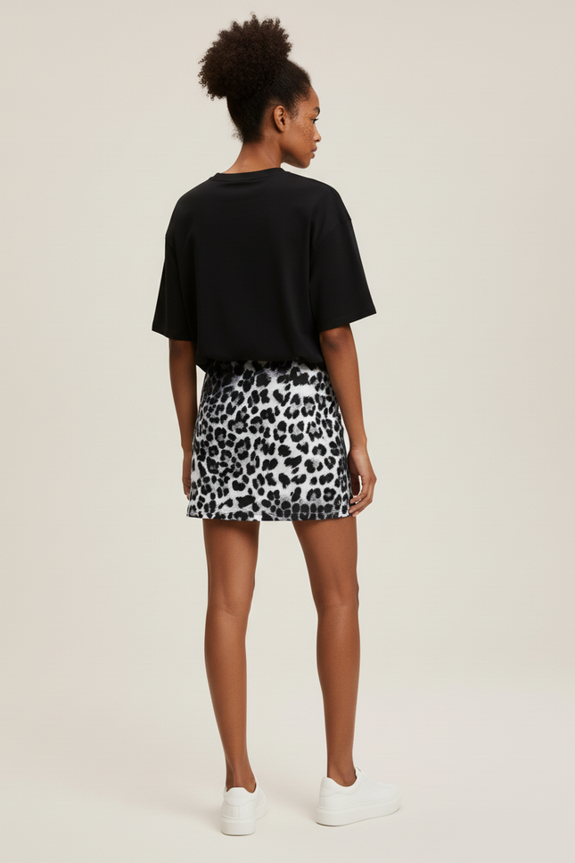 Jupe Léopard Moulante Courte Décontractée