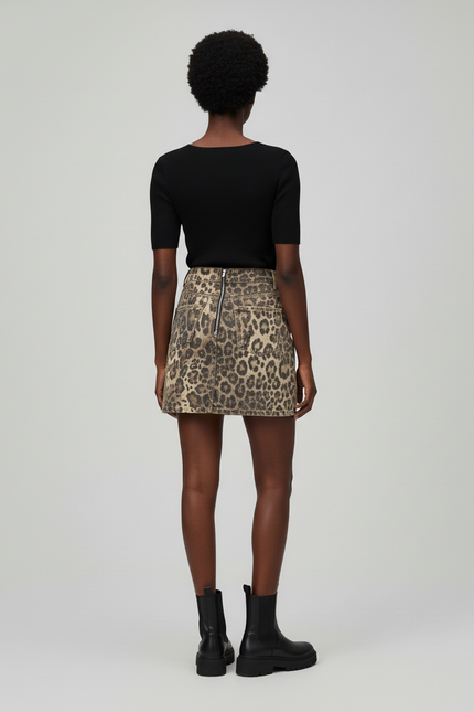 Jupe Léopard Mini Taille Haute Chic Flatteuse