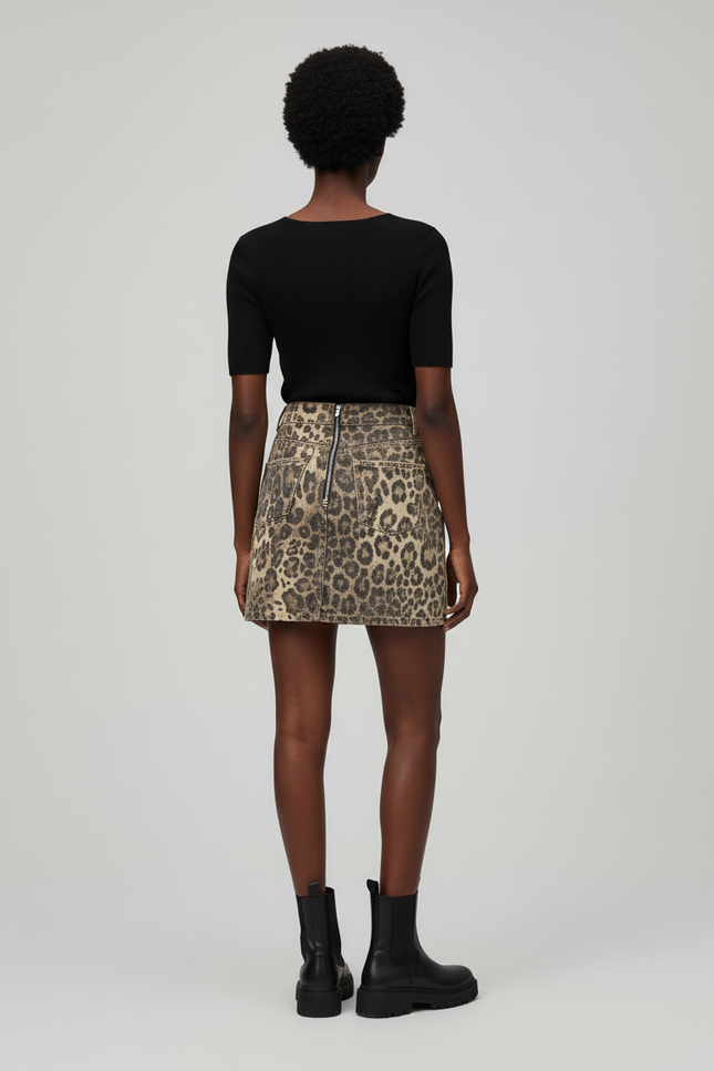 Jupe Léopard Mini Taille Haute Chic Flatteuse