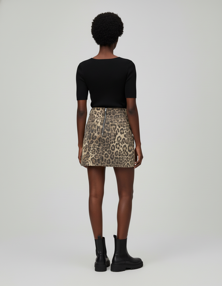 Jupe Léopard Mini Taille Haute Chic Flatteuse