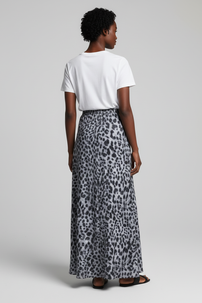 Jupe Léopard Grise Longue Élégante