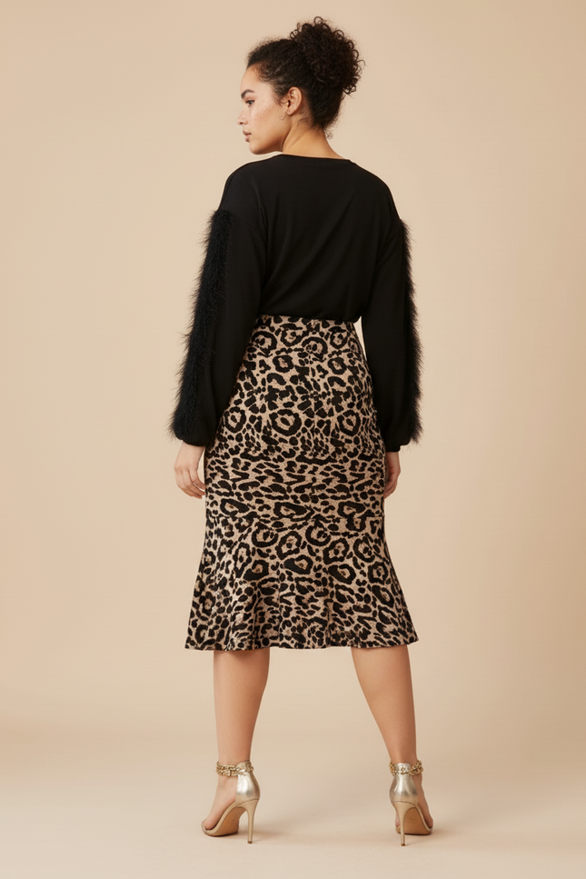 Jupe Léopard Coupe Sirène Élégante Glamour