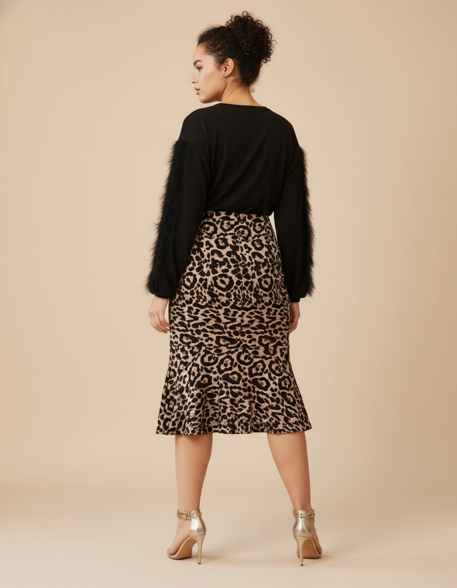 Jupe Léopard Coupe Sirène Élégante Glamour