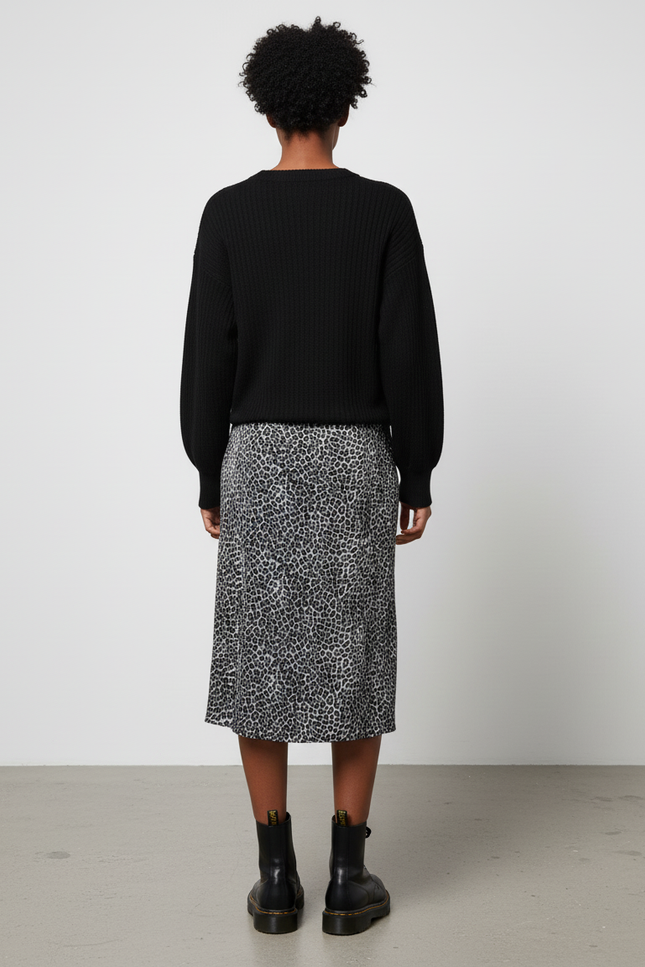 Jupe Léopard Fluide Fendue Chic
