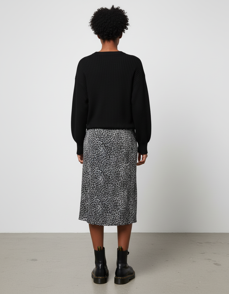 Jupe Léopard Fluide Fendue Chic
