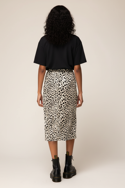 Jupe Léopard Fendue Midi Élégante