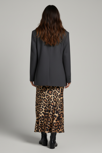 Jupe Léopard Satinée Longue Fluide