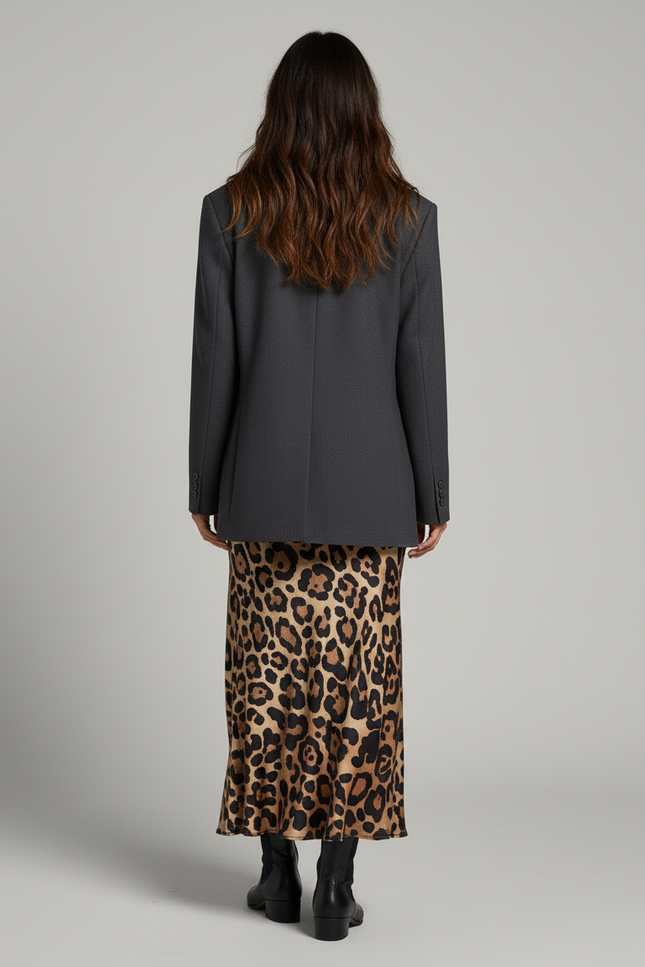 Jupe Léopard Satinée Longue Fluide